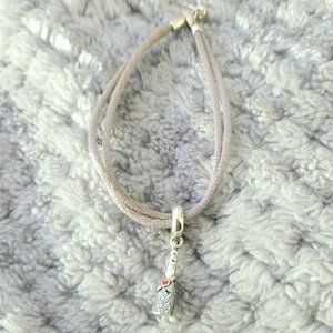 Pandora Double Strand Bracelet With Silver and Red Wine Bottle Charm